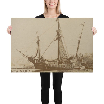 Santa Maria, from the Famous Ships series (N50) for Virginia Brights Cigarettes - Allen & Ginter - 1895 - Canvas Museum quality 7747571