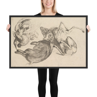 Boar, deer, heron and other game - Wenceslaus Hollar - 1647 - Photo Paper Framed Poster Museum quality 7739020