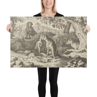 The Badger Hurries to Warn Renard of the Lion's Intention from Hendrick van Alcmar's Renard The Fox - Allart van Everdingen - 1650–75 - Canvas Museum quality 7725347