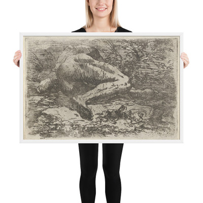 Male nude lying on his side with his right arm behind his back - Salvator Rosa - ca. 1635–1640 - Photo Paper Framed Poster Museum quality 7743551