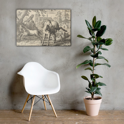 Renard Goes with the Badger to Court to Appease the Lion's Anger from Hendrick van Alcmar's Renard The Fox - Allart van Everdingen - 1650–75 - Canvas Museum quality 7725348