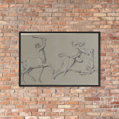 Centaur with Club and Maiden on Bull - Anonymous, French, 18th century - 18th century - Photo Paper Framed Poster Museum quality 7724300