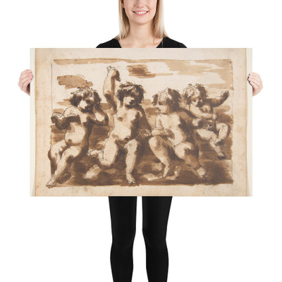 Four Putti on Clouds - Leonardo Scaglia - 1640–50 - Photo Paper Poster Museum quality 7743975
