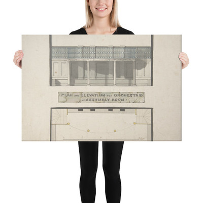 Design for an Orchestra Gallery in an Assembly Room, Plan and Elevation - Anonymous, British, late 18th–early 19th century - ca. 1800 - Canvas Museum quality 7704902