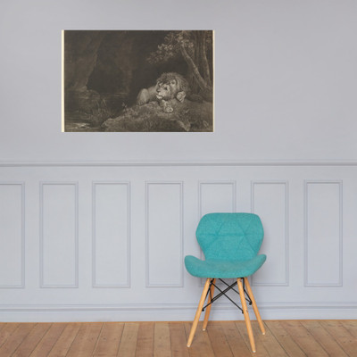 The Lyon (Recumbent Lion by a Pool) - George Townley Stubbs - August 12, 1776 - Paper Poster Museum quality 7724870