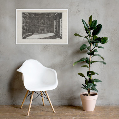Interior of a Porcelain Cabinet with Paintings and Vases, from Nouveaux Liure da Partements, part of Œuvres du Sr. D. Marot - Daniel Marot the Elder - published 1703 or 1712 - Photo Paper Framed Poster Museum quality 7738268