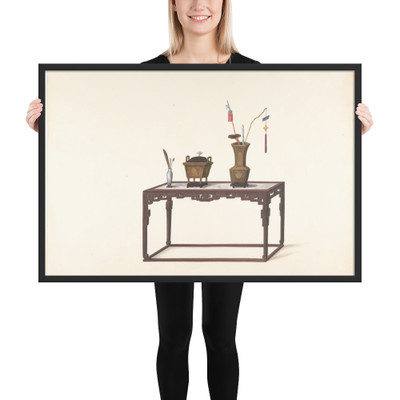 Table with Ornamental Objects - Anonymous, Chinese, 19th century - 19th century - Photo Paper Framed Poster Museum quality 7724561