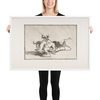 Plate 5 from 'The Tauromaquia': The spirited Moor Gazul is the first to spear bulls according to the rules - Goya (Francisco de Goya y Lucientes) - 1816 - Photo Paper Framed Poster Museum quality 7739142