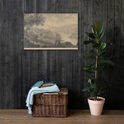 Hilly Landscape with Two Cavaliers and Other Figures in the Foreground - Romolo Panfi - 1632–90 - Canvas Museum quality 7745423