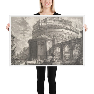 View of the Mausoleum of the Emperor Hadrian (now called Castel S. Angelo) from the rear, from Vedute di Roma (Roman Views) - Giovanni Battista Piranesi - ca. 1756 - Matte Paper Framed Poster Museum quality 7742494
