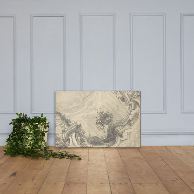 One Quarter of a Design for a Painted Ceiling on Recto. Verso, ornements. - Anonymous, Italian, Piedmontese, 18th century - 1700–1780 - Canvas Museum quality 7745585