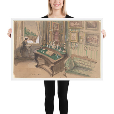 Drawing of an Interior: Salon - Anonymous, French, 19th century - 1857 - Matte Paper Framed Poster Museum quality 7748651