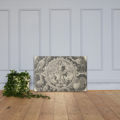 'Aer' in a Decorative Border with Birds, from a Series of Circular Designs with the Four Elements - Crispijn de Passe the Elder - 1590–1612 - Canvas Museum quality 7725290