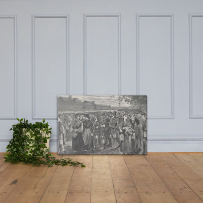 New England Factory Life – "Bell Time" (Harper's Weekly, Vol. XII) - Winslow Homer - July 25, 1868 - Canvas Museum quality 7723822