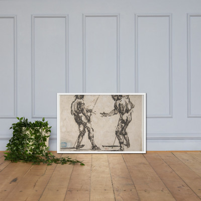 Two Men Holding Long Staffs (recto); Proof impression of part of an etching, and scribbles in the artist's hand (verso) - Giovanni Battista Piranesi - 1720–78 - Photo Paper Framed Poster Museum quality 7746608