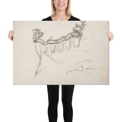 Design for a Crest with Drapery (the Upper Part of a Canopy or Window Treatment) - Giovanni Battista Natali III - 1698–1765 - Canvas Museum quality 7704142