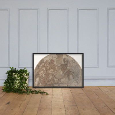 Scene of a Baptism of a Woman by a Bishop with Onlookers - Anonymous, Italian, Roman-Bolognese, 17th century - 17th century - Photo Paper Framed Poster Museum quality 7745274