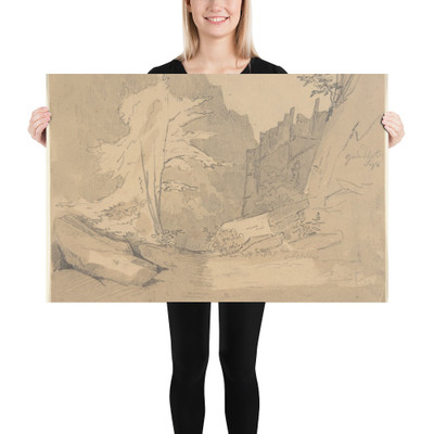 The Bode Valley with Rocks and Trees; verso: Landscape Studies - Karl Blechen - 1800–1840 - Photo Paper Poster Museum quality 7740257