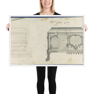Gothic Clothes Chest, from Chippendale Drawings, Vol. II - Thomas Chippendale - 1753 - Matte Paper Framed Poster Museum quality 7724731