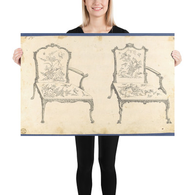 Two French Chairs, in Chippendale Drawings, Vol. I - Thomas Chippendale - 1753 - Photo Paper Poster Museum quality 7748037
