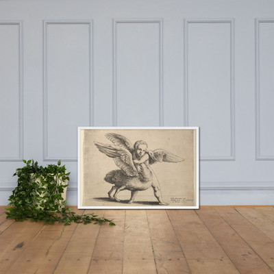 Cupid and the swan - Wenceslaus Hollar - 1652 - Matte Paper Framed Poster Museum quality 7741166