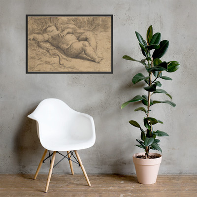 Cupid Sleeping - Parmigianino (Girolamo Francesco Maria Mazzola) - 16th century - Matte Paper Framed Poster Museum quality 7738101