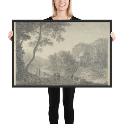Classical Landscape with Hunters in the Foreground - Giovanni Battista ("Titta") Lusieri - 1755–1821 - Photo Paper Framed Poster Museum quality 7744878