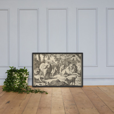 The Lion Delays Renard's Execution for a Final Interrogation from Hendrick van Alcmar's Renard The Fox - Allart van Everdingen - 1650–75 - Photo Paper Framed Poster Museum quality 7725050
