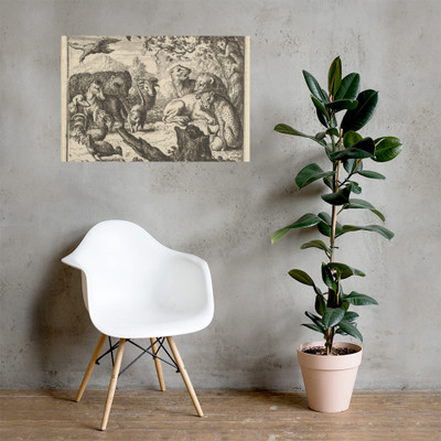 The Lion Announces a Durable Peace to the Animals who Surround Him from Hendrick van Alcmar's Renard The Fox - Allart van Everdingen - 1650–75 - Photo Paper Poster Museum quality 7741416