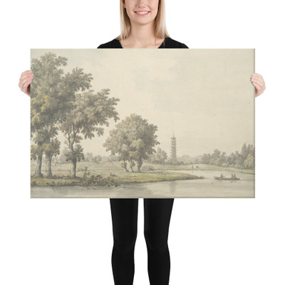 View of the Lake and the Island from the Lawn at Kew - William Marlow - 1763 - Canvas Museum quality 7739713