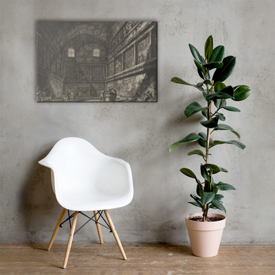 Interior view of the ancient Temple of Bacchus, now the church of S. Urbano, two miles from Rome..., from Vedute di Roma (Roman Views) - Giovanni Battista Piranesi - ca. 1750 - Canvas Museum quality 7725218