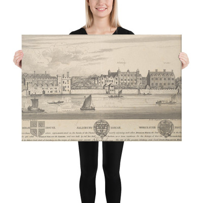 Durham House, Salisbury House and Worcester House on the Thames - Wenceslaus Hollar - 1808 - Canvas Museum quality 7739794