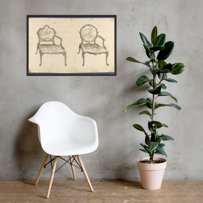 Two French Chairs, in Chippendale Drawings, Vol. I - Thomas Chippendale - 1753 - Photo Paper Framed Poster Museum quality 7748048