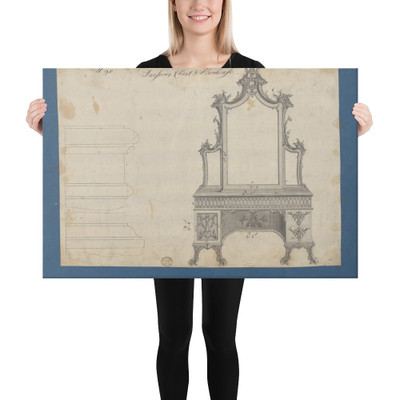 Dressing Chest and Bookcase, from Chippendale Drawings, Vol. II - Thomas Chippendale - 1753 - Canvas Museum quality 7724769