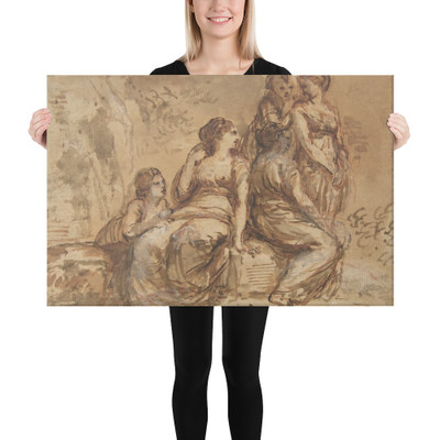 Five Young Women in a Landscape - Francesco Zuccarelli - 1702–88 - Canvas Museum quality 7743802