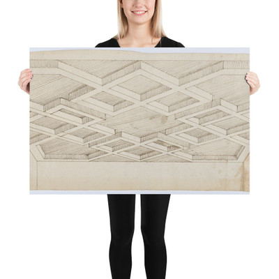 Three Design for Ornament & Architecture: Perspectival Rendering of a Ceiling; Two Sheets of Rocaille Designs - Anonymous, Italian, 16th century - ca. 1730–60 - Photo Paper Poster Museum quality 7746972