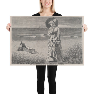 On the Beach – Two are Company, Three are None (Harper's Weekly, Vol. XVI) - Winslow Homer - August 17, 1872 - Photo Paper Poster Museum quality 7738872