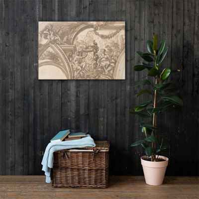 Drawing Showing Two Alternate Designs for a Cove Decoration - Anonymous, Italian, Roman-Bolognese, 17th century - 17th century - Canvas Museum quality 7745902