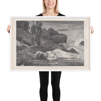 The Wreck of the "Atlantic" – Cast Up by the Sea (Harper's Weekly, Vol. XVII) - Winslow Homer - August 26, 1873 - Matte Paper Framed Poster Museum quality 7723366