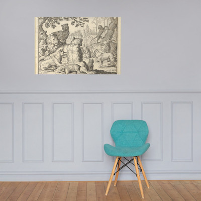 The Lion Orders All the Animals to Follow Him to Renard's Burrow from Hendrick van Alcmar's Renard The Fox - Allart van Everdingen - 1650–75 - Photo Paper Poster Museum quality 7725370