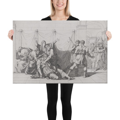 Plate 14: The Tragic Death of Tarquin the Elder; from volume I of Rollin's 'Istoria Romana' - Bartolomeo Pinelli - 1818 - Canvas Museum quality 7737456