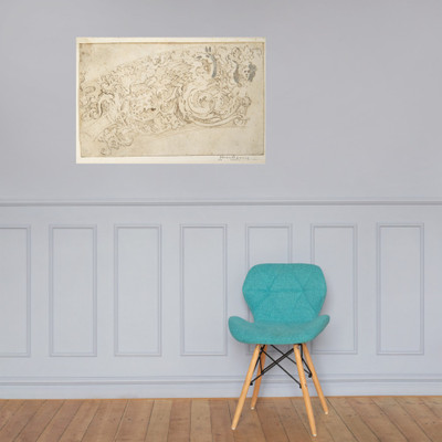 Part of a Circular Frieze with a Sphynx and a Putto with a Hybrid Creature - Anonymous, Italian, 16th to 17th century - 1500–1700 - Paper Poster Museum quality 7744306