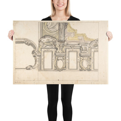 Design for an Attic Window and an Interior, with the Frame of the Ceiling Shown - Anonymous, Italian, Piedmontese, 18th century - 1700–1780 - Photo Paper Poster Museum quality 7744900