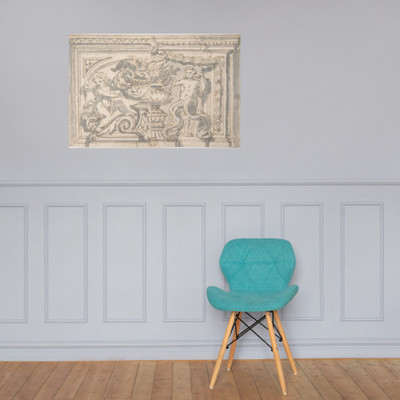 Alternate Panel Designs with Urn and Putto - Anonymous, Italian, 17th century - 17th century - Paper Poster Museum quality 7742902