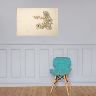 Half Rococo Cartouche with Cherubs - Anonymous, Italian, 18th century - 18th century - Paper Poster Museum quality 7742276