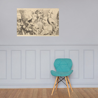 A variety of heads - Wenceslaus Hollar - 1645 - Paper Poster Museum quality 7741570