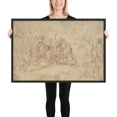 Skirmish - Anonymous, Italian, 16th century - 16th century - Matte Paper Framed Poster Museum quality 7743069