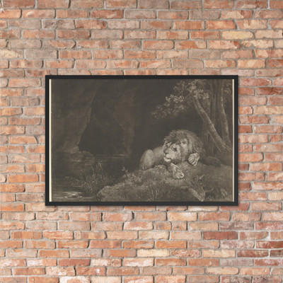 The Lyon (Recumbent Lion by a Pool) - George Townley Stubbs - August 12, 1776 - Matte Paper Framed Poster Museum quality 7724902