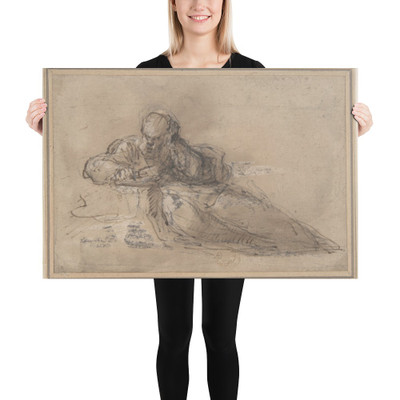 Man Seated on the Ground, Writing - Anonymous, Italian, Roman-Bolognese, 17th century - 17th century - Photo Paper Poster Museum quality 7745987