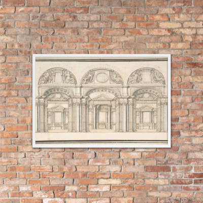 Wall Elevation with Three Chapels; Floor Plan with Columns (Verso) - Anonymous, Italian, late 16th century - late 16th century - Matte Paper Framed Poster Museum quality 7738343